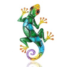 Colorful Stained Glass Gecko Wall Decor - 3-Pack Reptile Art for Home Garden