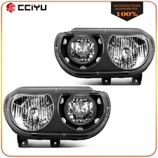 Headlights Assembly For 2008-2014 Dodge Challenger Black Housing Left+Right Pair
