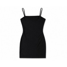 SER.O.YA Women Medium Black Bodycon Mini Dress Soft Stretch Spaghetti Strap NWOT