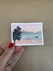 ACEO ORIGINAL Lake Sunset Waterscape Sunrise Atmospheric Landscape by Kinsmoor — photo 2