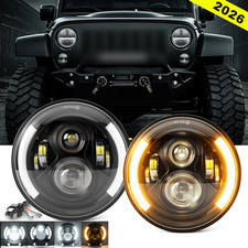 FIT Jeep wrangler JK LJ TJ CJ 7" inch Round LED Headlights DRL light 2026
