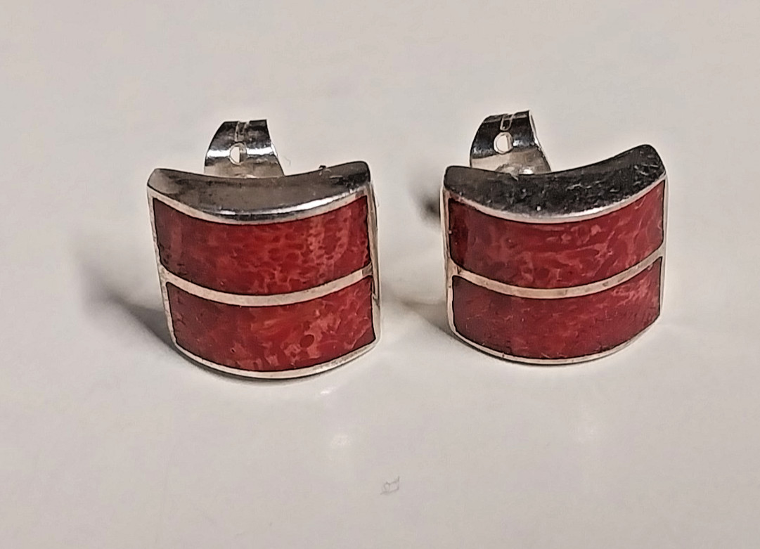 Sterling Silver 925 Square Post Stud Earrings wit… - image 2