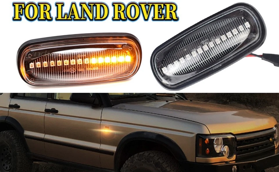 2x For Land Rover Discovery 2 Defender Front Fender Amber LED Side Marker Lights Foto 3 de 4