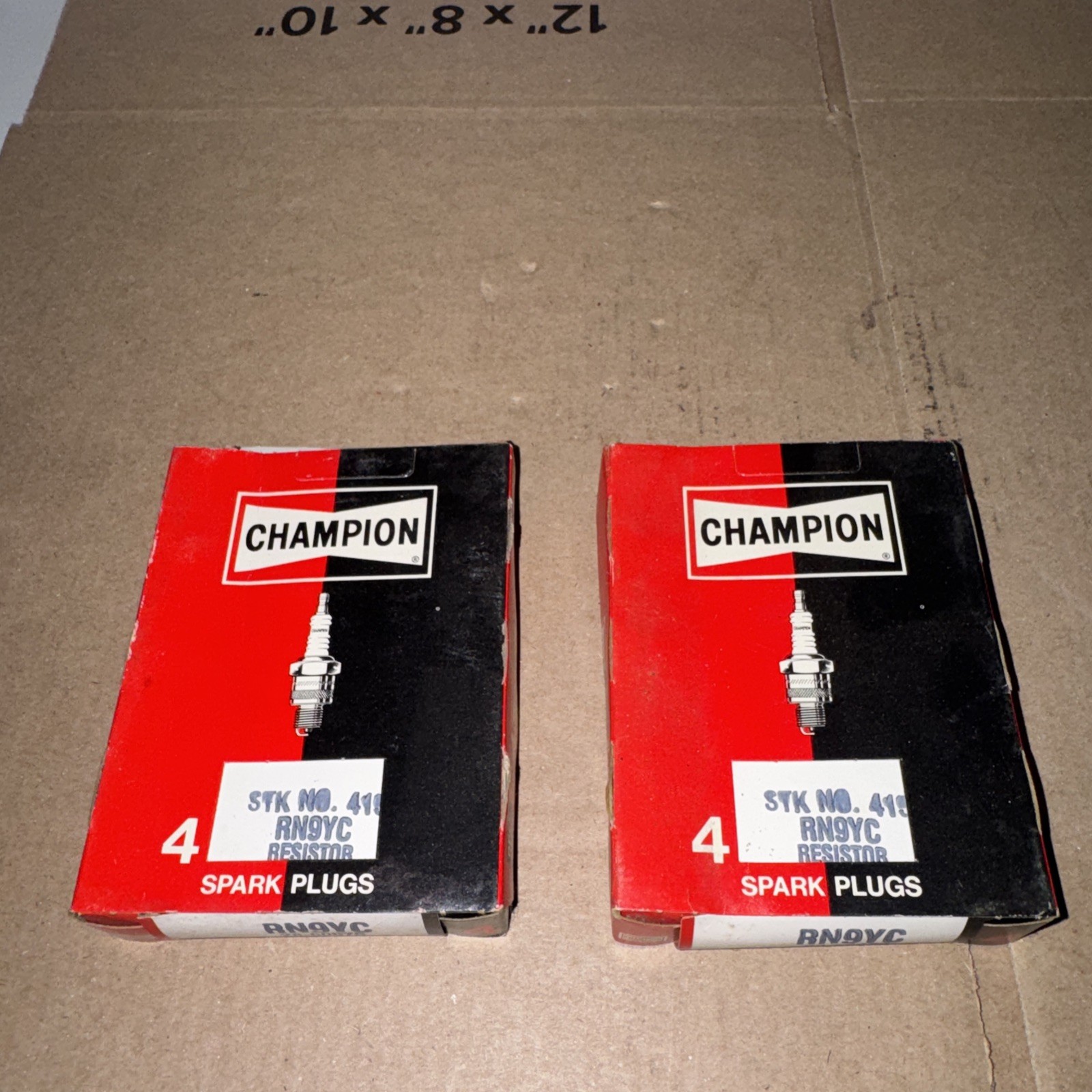 Lot of 8 OEM RN9YC Resistor Champion Spark Plugs NOS - 2 boxes