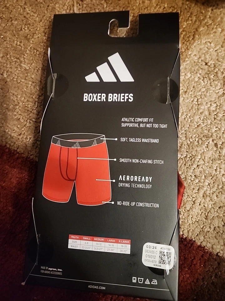 Adidas Small Boys Multicolor  4-Pack Boxer Briefs New - Image 3 of 3