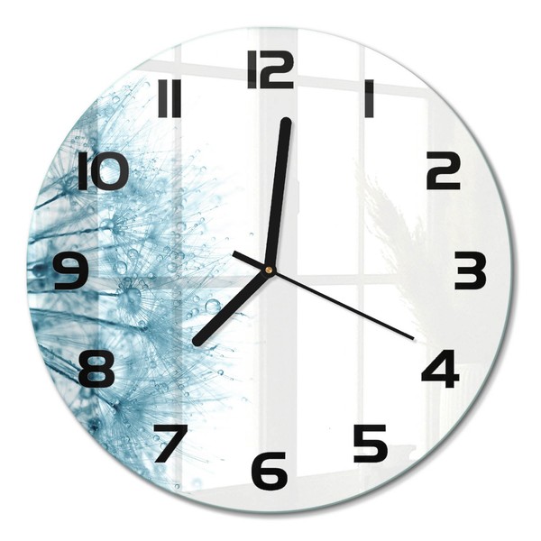 Glasuhr Runde Glas-Wanduhr Mit Leisem Uhrwerk LöWenzahn Schwarze Zeiger Fi30 Cm-image