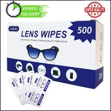 500 Count Lens Cleaning Wipes for Eyeglasses, Pre-Moistened Individually Wrapped