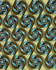 African Print Fabric/ Ankara - Brown, Yellow, Blue Gullah Twist' Design, 1 YARD