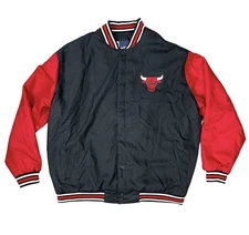 NBA Chicago Bulls Official Merchandise JH Design Varsity Jacket Black/Red  4XL