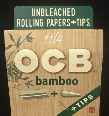Full Box OCB Bamboo 1 1/4 Rolling Papers + Tips 1.25 Size (24 Booklets)