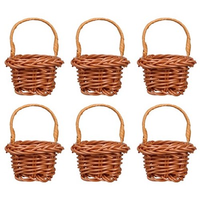 6 Pcs Mini Woven Flower Basket Mother Bridesmaid Small Decorative