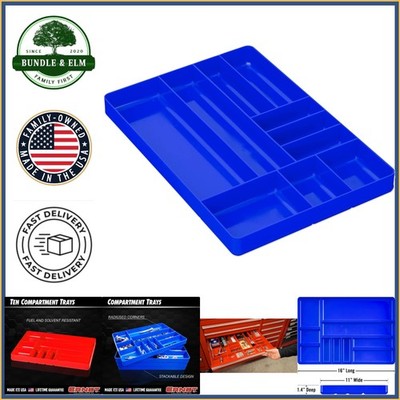 Toolbox Storage Solution: Stackable Organizer Tray with 10 Compartments