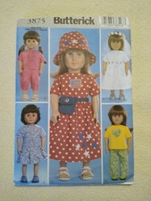 Butterick Pattern 3875 18 Doll Clothes 5 Various Wardrobe Designs Uncut