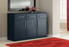 Home Anderson 3 Door 3 Drawer Sideboard Black | Living Room Dining Room Storage