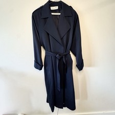 Christian Dior Navy Blue Wool Long Trench Coat Women  s MINT CONDITION