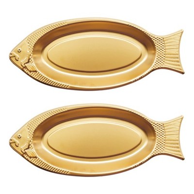 Stainless Steel Fish Serving Platter - 2Pcs Fish Shaped Plate, Perfect for Fa...