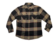 BRIXTON x BOWERY Brown/Red/Black Warm STANDARD FIT PLAID BUTTON-UP Shirt Men XXL