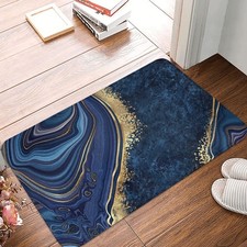 Navy Blue and Gold Marble Bathroom Rugs Bath Mat Floor Non-Slip Floor Carpet ...