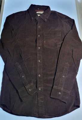 NEW GOODTHREADS MENS LONG SLEEVE BUTTON UP SHIRT CORDUROY SIZE XS MARRON
