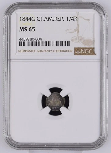 CENTRAL AMERICAN REPUBLIC 1844G 1/4 REAL NGC MS 65