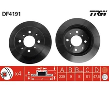 2pcs Brake Disc TRW DF4191 for Honda Accord III Jazz II