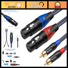 Dual XLR to Dual RCA Cable 5ft - Heavy Duty HiFi Stereo Audio Connection Lead