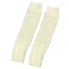 Wrapables Ribbed Cable Knit Leg Warmers for Women, 15.5L x 4W inches, Cream
