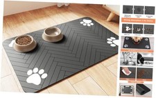 Pet Feeding Mat-Absorbent Pet Placemat for Food and Water 12"x20" Dark Gray