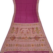 Vintage Purple Sarees 100 Pure Silk Printed Indian Sari 5YD Decor Craft Fabric