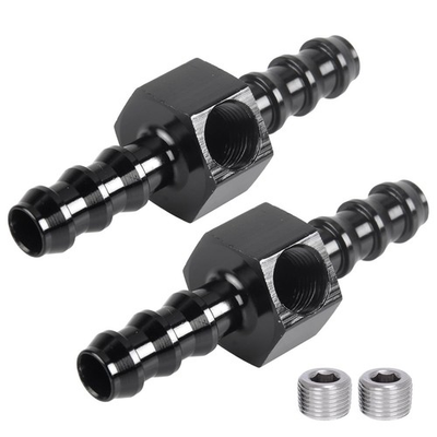 #ad 5 16quot; Barb Inline Fuel Pressure Gauge Fitting Adapter with 1 8 NPT Plug Fitting $15.99