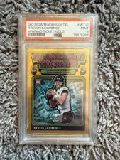 2021 Panini Contenders Optic Winning Ticket Trevor LawrenceGold Prizm /10 PSA 9 