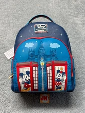 NEW Disney Parks Loungefly Mini Backpack United Kingdom Telephone Booth Blue