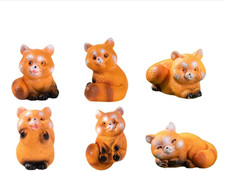 6 Pcs Cute Red Panda Animal Figurines - Mini Ailurus
