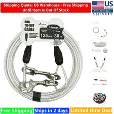 Heavy-Duty 30ft Dog Tie-Out Cable - Reflective Durable for Dogs Up to 125 lbs