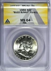 1955 ANACS MS64 FBL "Bugs Bunny" FS-401 Franklin Half