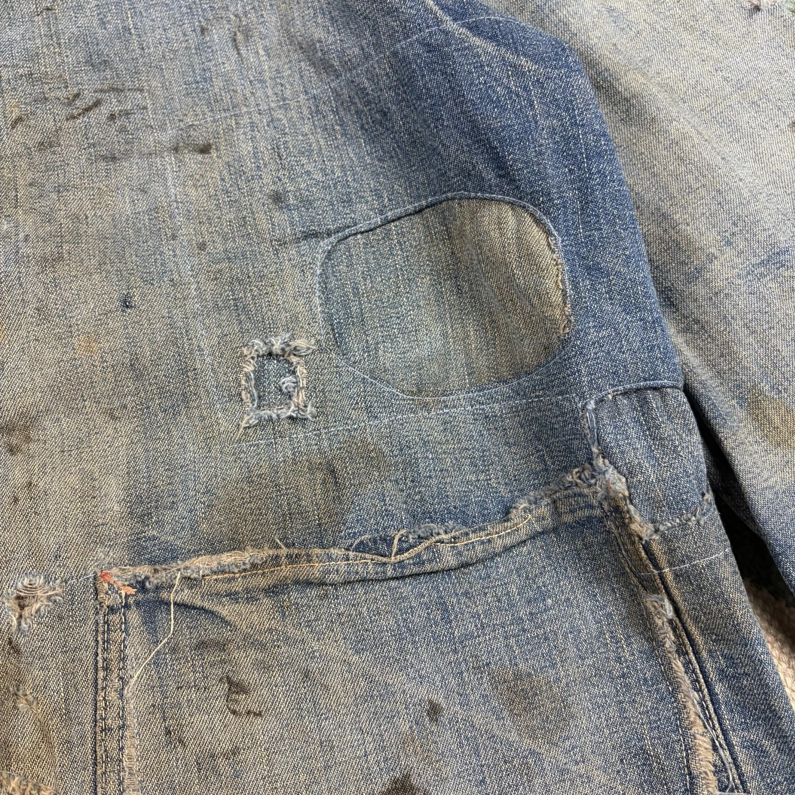 Vintage 1930s WW2 Faded Distressed Thrashed Lined Chore Jacket Workwear XL image 6