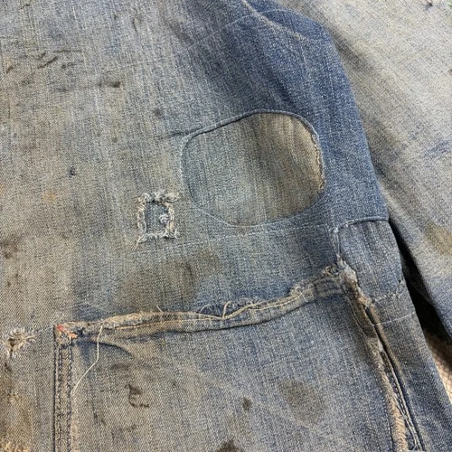 Vintage 1930s WW2 Faded Distressed Thrashed Lined Chore Jacket Workwear XL image 6