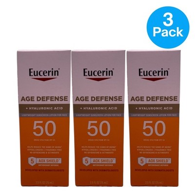 Eucerin Age Defense SPF 50 Face Sunscreen 2.5 oz 3 Pack New