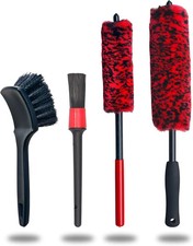 Professional 4 Pack Long Handle Wheel Brush Kit for Cleaning Wheel and Tire- 2X