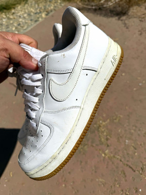 Nike Air Force 1 Low Top Men's White Leather Lace-Up Sneakers Rubber Sole