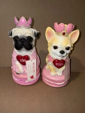 Bella Lux Valentines Day Princess Pug Dog Sitting on Macaron Throne (2 pcs)