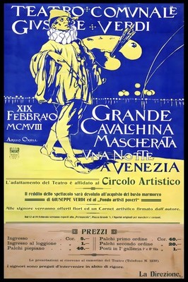 Vintage Teatro Verdi Poster - Grande Cavallehina Mascherata   - 24x36 