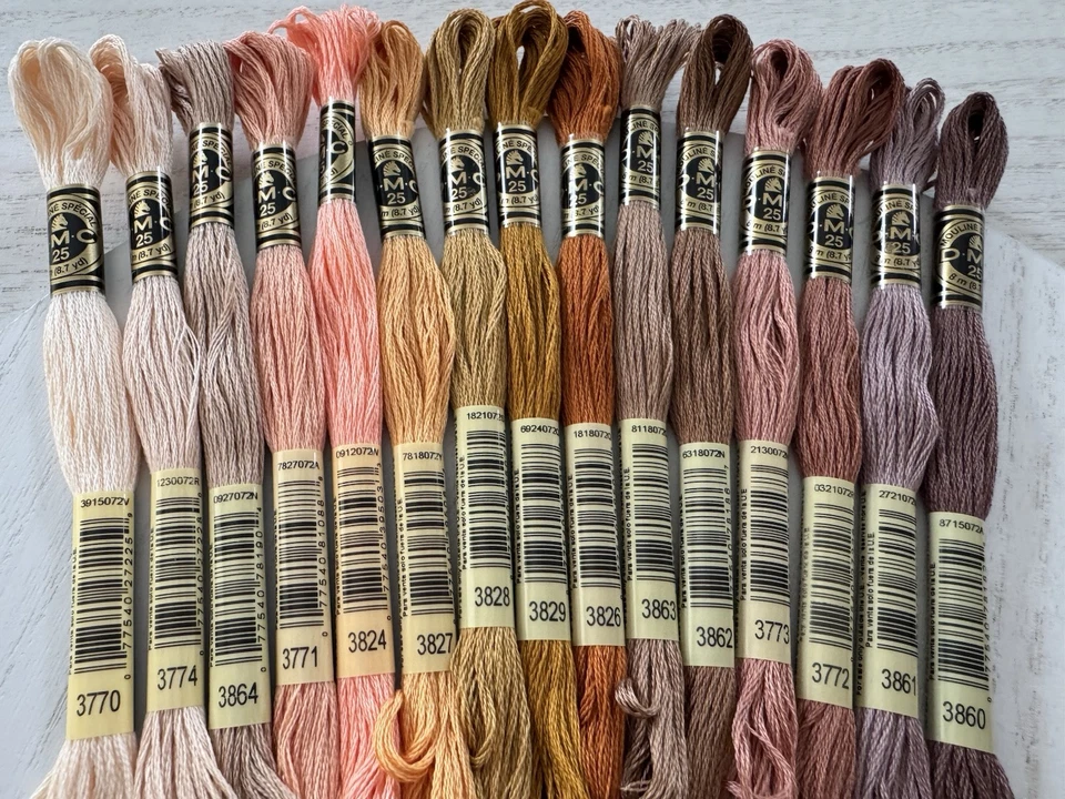 DMC Cotton Embroidery Floss Thread~Lot of 15 Skeins~Warm Neutral/Brown Color Set - Image 2 of 4