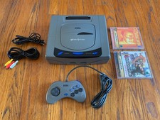 Sega Saturn gray HST-3210 Japanese model 1 console system + 2 games working