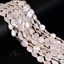 Natural White Fresh Water Pearl Flat Teardrop Shape Beads 11-12mm 15.5'' Strand
