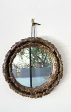 Vintage Studio Pottery Wall Mirror Ceramic Fl...