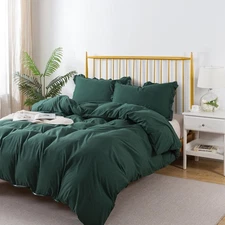 Dark Green Queen Size Duvet Cover - 3 Pieces Extra Soft Bedding Set, Includes...
