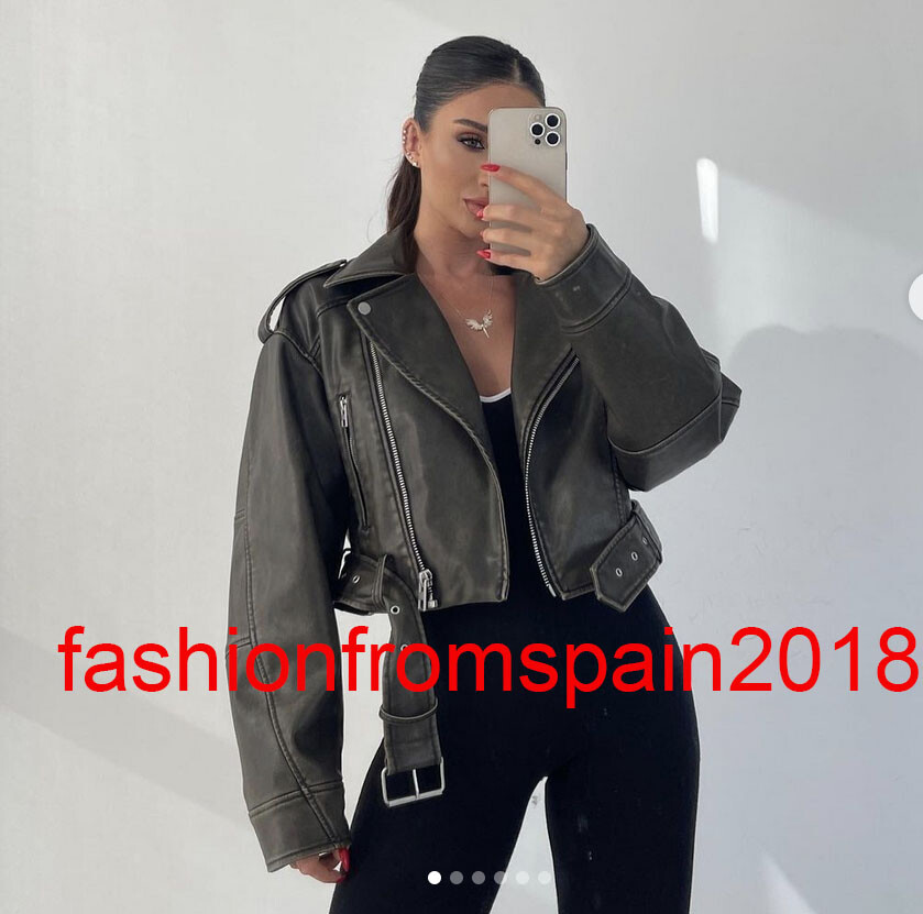ZARA NEW WOMAN BELTED BIKER FAUX LEATHER JACKET CHARCOAL XS ZARA NEW WOMAN BELTED BIKER FAUX LEATHER JACKET CHARCOAL XS
