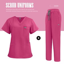 Hospital Nursing Medical Scrub Uniform Sets Women V-Neck Straight Workware 2025