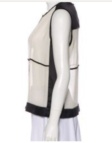 Narciso Rodriguez Design Nation Sheer Window Pane Panel Silk Blouse Sz XS - Picture 4 of 4